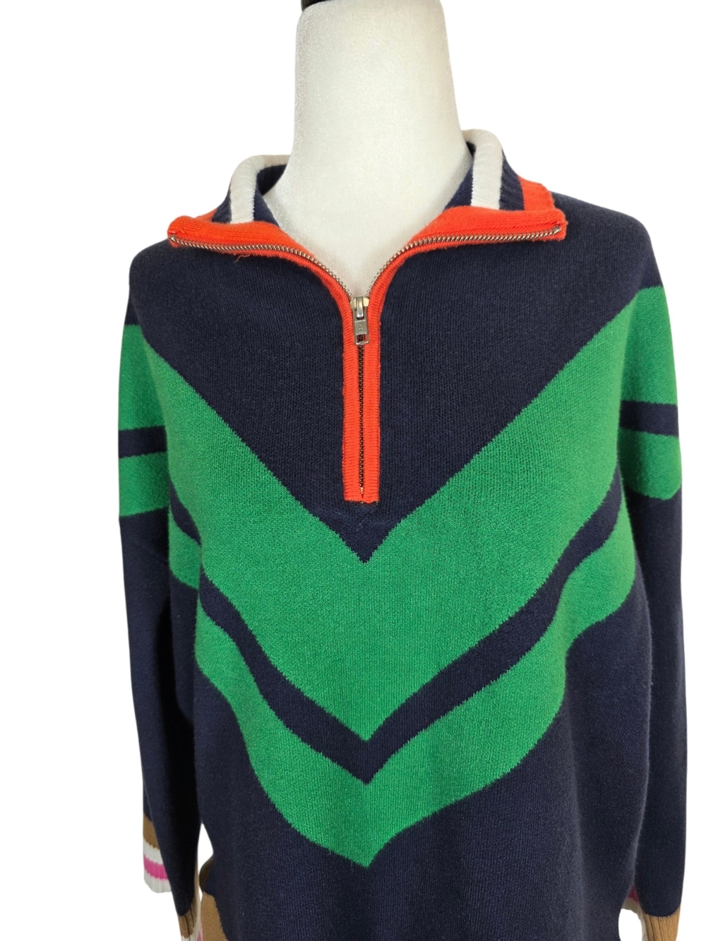 Anthropologie Maeve Knit Varsity Colourblock Half-Zip Jumper - Picture 4 of 12